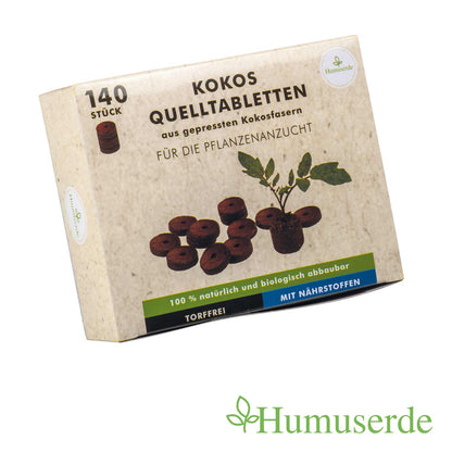 140X Kokos Quelltabletten mit Nährstoffen – zur Anzucht ohne pikieren